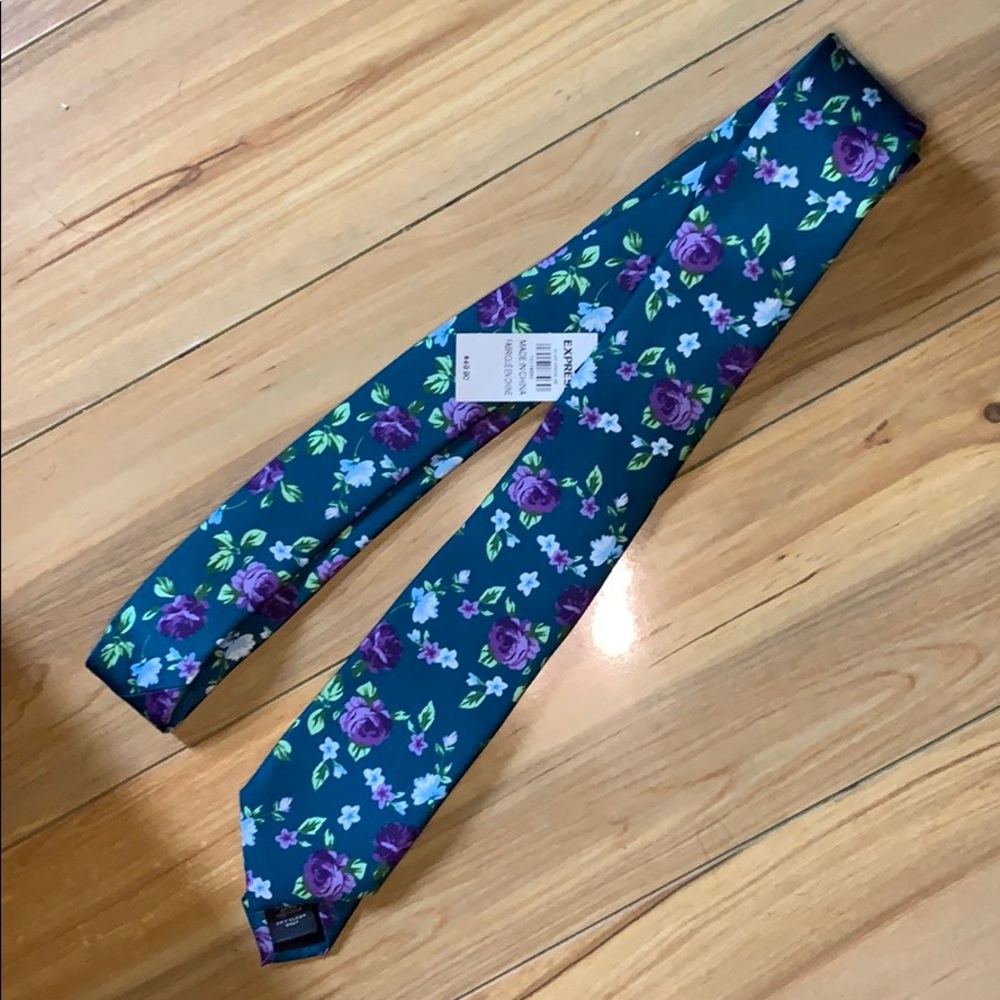 Express Floral Tie in Teal and Purple